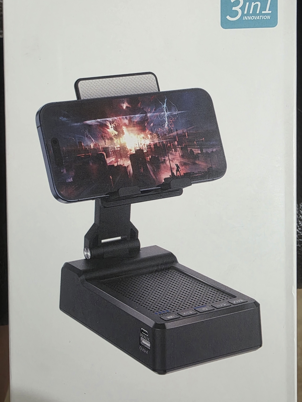 Black Foldable Phone Stand with Speaker